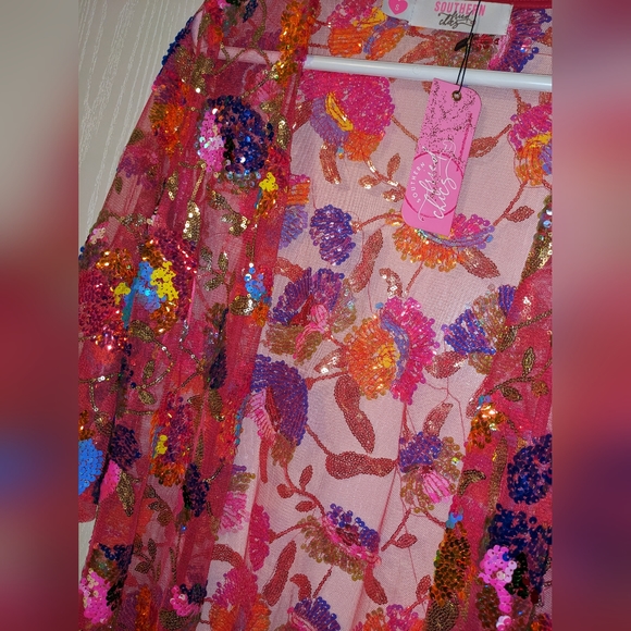 NWT SOUTHERN FRIED CHIKS SEQUIN DUSTER - Picture 4 of 14